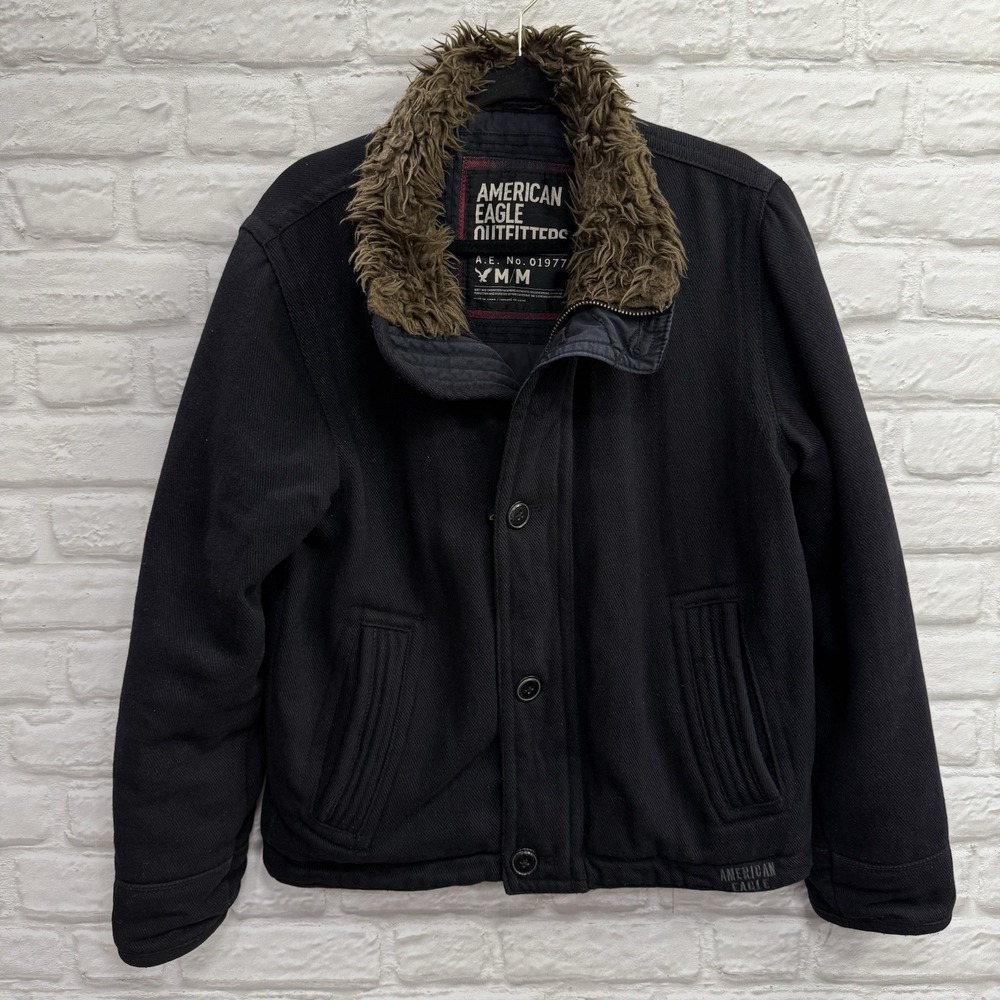 American Eagle Outfitters Men Signature Wool Blend Jacket Sz M Quilted Insulated